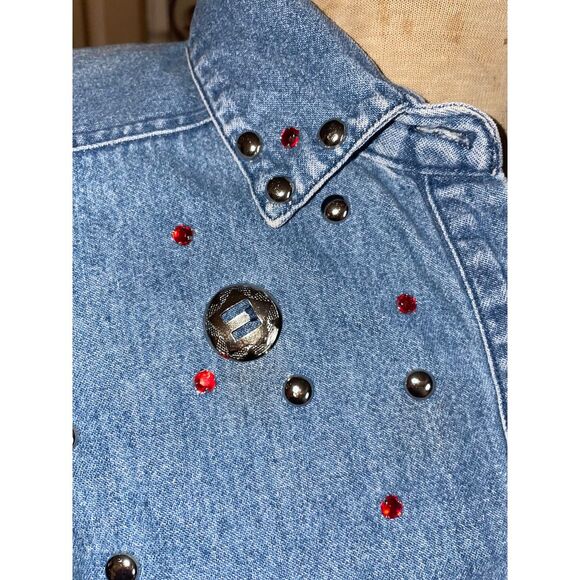 Vintage Blue Creek Jeans Womens Blue Denim Cotton Western Long Sleeve Size | XL - Picture 3 of 6